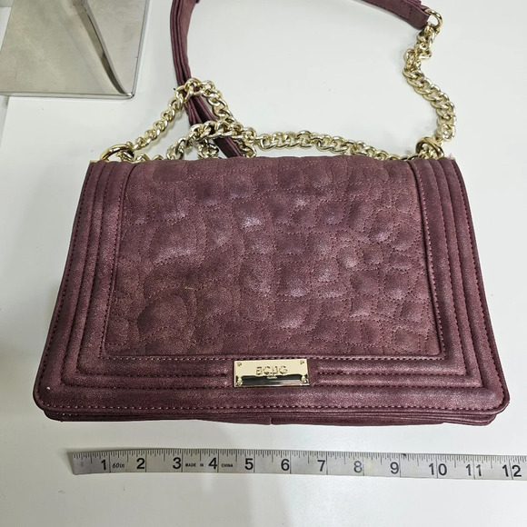 BCBG Paris Carmen Large Textured Leather Chain Shoulder Handbag Mauve Purple - Picture 11 of 15